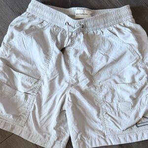 abercrombie kids light gray cargo-style drawstring shorts